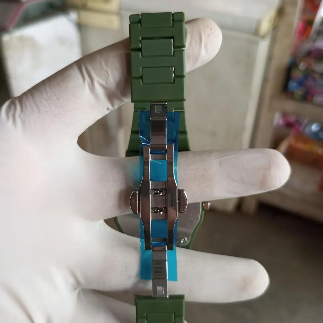 olive green Carbon Fiber men Watch 45mm