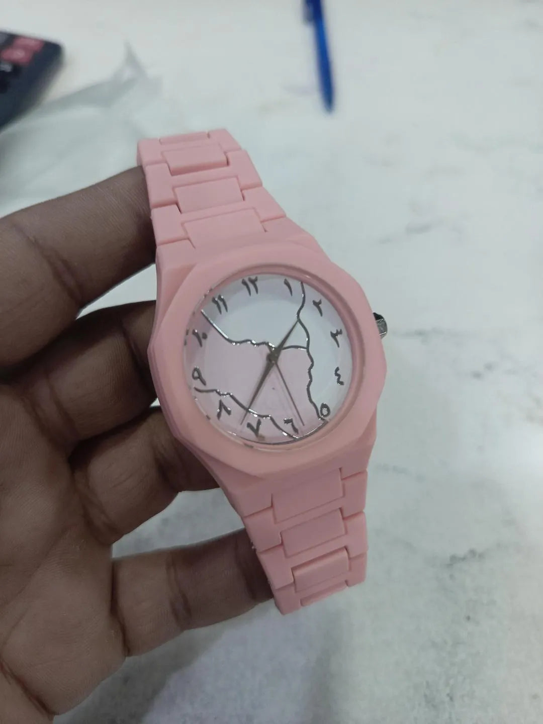 Pink Woman,s Rubber chain watch